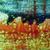 Fused Glass Painting, Abstract, Panel 1 of Series 3, close up view, Tobago