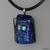 Glass Jewelry, Pendant, Dark Blue on Pewter